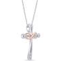 Jewel Zone US White Natural Diamond Accent Infinity Cross Pendant Necklace 14k Gold Over Sterling Silver