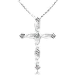 Diamond Braided Cross Pendant (1.9mm Diamond)