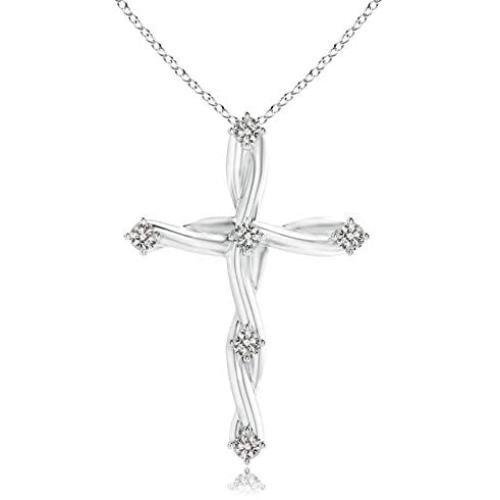 Diamond Braided Cross Pendant (1.9mm Diamond)