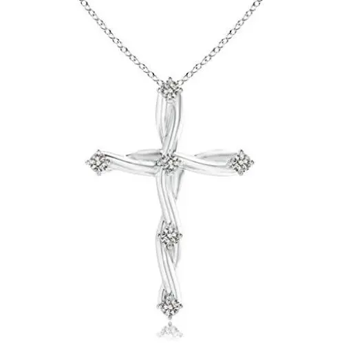 Diamond Braided Cross Pendant (1.9mm Diamond)