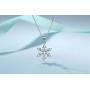 Silver Snowflake Jewelry Set for Women, 925 Sterling Silver Snowflake Stud Earrings & 45cm Necklace Pendant Set, with White AAA Cubic Zirconia, Perfect Christmas Gift for Ladies Girls