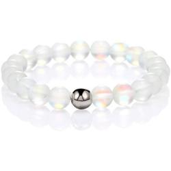 Glass Beaded Stretch Bracelet Handmade Moonstone 8mm Multicolor Matte Beads Elastic Bracelet Glowing Natural Stone Bangle Jewelry