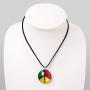 SUVANI Sterling Silver Hand Blown Glass Peace Love Reggae Pendant Necklace or Dangle Earrings