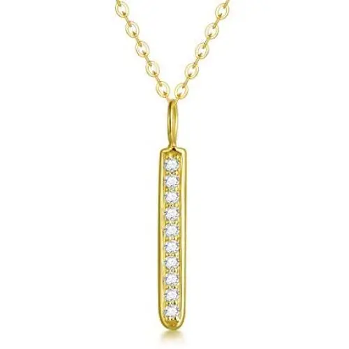 14K Solid Gold Bar Necklace for Women, 0.15 Carat (ctw) Natural Diamond Gold Tiny Stick Bar Pendant Necklace Jewelry for Her, Girls 16''-18'' (F, SI2-I1) 14K Solid Gold Bar Necklace for Women, 0.15 Carat (ctw) Natural Diamond Gold Tiny Stick Bar Pendant Necklace Jewelry for Her, Girls 16''-18'' (F, SI2-I1)