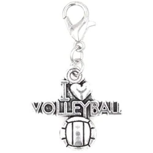 Its All About...You! I Love Volleyball Clip on Charm Perfect for Necklaces and Bracelets 101Af
