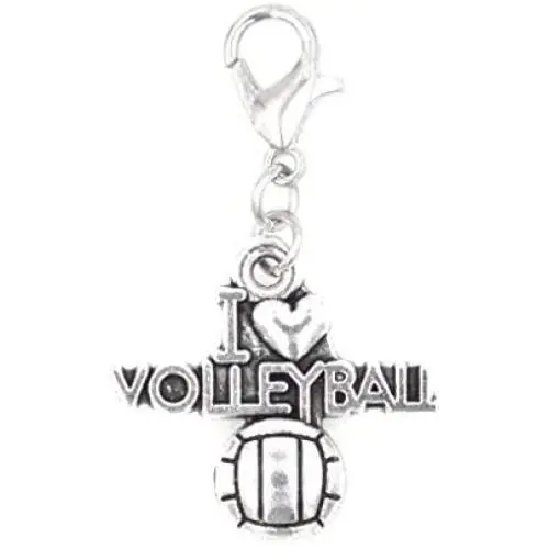 Its All About...You! I Love Volleyball Clip on Charm Perfect for Necklaces and Bracelets 101Af