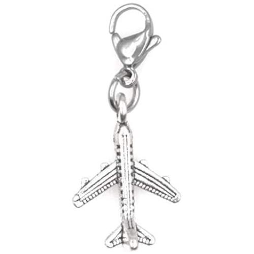 Its All About...You! Airplane Stainless Steel Clasp Clip on Charm 74L