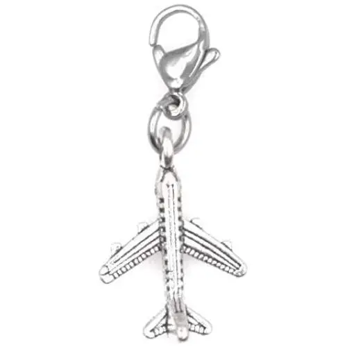 Its All About...You! Airplane Stainless Steel Clasp Clip on Charm 74L Its All About...You! Airplane Stainless Steel Clasp Clip on Charm 74L