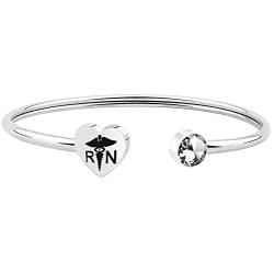 WUSUANED Registered Nurse Caduceus Heart Cuff Bracelet Nurse RN Jewelry Nursery Graduation Gift