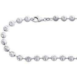 Real 10K White Gold Bead Moon Cut Link Solid Chain Necklace 5mm | 24-30 inches
