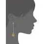BONALUNA Pressed Flower Yellow Gold Plated Tear Dangle With Cubic Zirconia Titanium Post Back Earrings