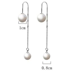 Pearl Dangle Drop Threader Earrings, Long Freshwater Cultured Double Sided Pearl Jewelry for Women Girls