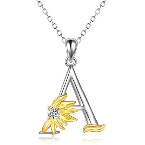 POPLYKE Sterling Silver Initial Alphabet Letter Script Name Pendant Chain Necklace for Women Girls for