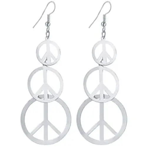 IDB Delicate Filigree Dangle Long Anti war/Peace Sign Hook Earrings - Available in Silver and Gold Tones IDB Delicate Filigree Dangle Long Anti war/Peace Sign Hook Earrings - Available in Silver and Gold Tones