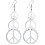 IDB Delicate Filigree Dangle Long Anti war/Peace Sign Hook Earrings - Available in Silver and Gold Tones