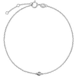 Carleen 18K Solid Gold Solitaire Genuine Bezel Set Small Tiny Round Diamond Dainty Bracelet Minimalist Delicate Fine Jewelry For Women Girls