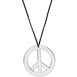 Skeleteen Silver Peace Sign Pendant - 1960s 1970s Hippie Party Accessories Necklace - 1 Piece