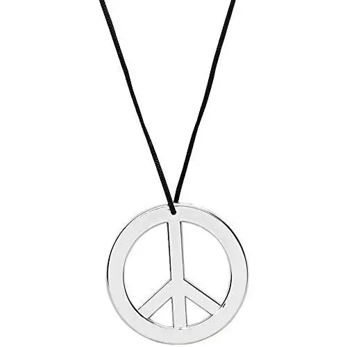 Skeleteen Silver Peace Sign Pendant - 1960s 1970s Hippie Party Accessories Necklace - 1 Piece Skeleteen Silver Peace Sign Pendant - 1960s 1970s Hippie Party Accessories Necklace - 1 Piece