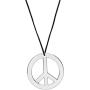 Skeleteen Silver Peace Sign Pendant - 1960s 1970s Hippie Party Accessories Necklace - 1 Piece