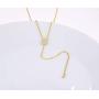 espere Dainty Sterling Silver Necklace Small Waterdrop Lariat Necklace Y-Shaped
