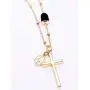 Religious Necklace for Women 18K Gold Plated Chain Cross & Miraculous Pendant Genuine Azabache Protection Jewelry