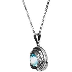 PZ Paz Creations 925. Sterling Silver Swirl Design Solitaire Gemstone Pendant Necklace