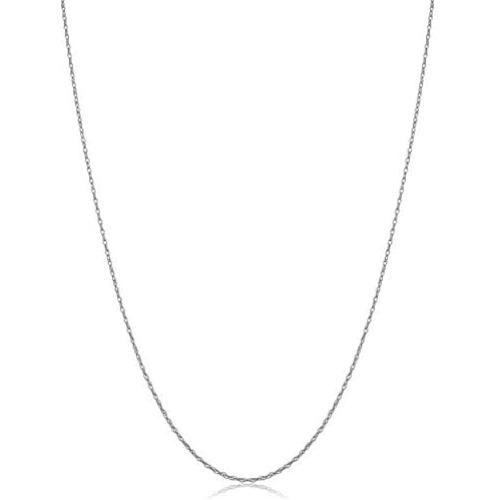 KoolJewelry Real 10k White Gold Delicate Lightweight 0.7 mm Thin Rope Chain Necklace for Women (14, 16, 18, 20, 24 or 30 inch)