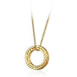 Carleen 14K Solid Yellow Gold Simple Minimalist Open Ring Circle Pendant Dainty Necklace Jewelry Gift for Women Girls Her, 16 inch