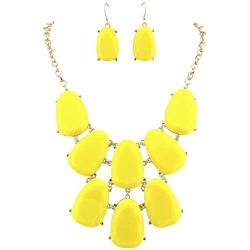 Firstmeet Statement Bubble Chunky Pendant Necklace with Earrings (XL-1123)