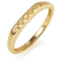 YeGieonr Handmade Flower Signet Ring -Minimalistic Statement Ring with Botanical Engraved- Delicate Personalized Jewelry Gift for Women/Girls