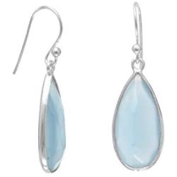 Blue Chalcedony Pear Shape Sterling Silver Earrings