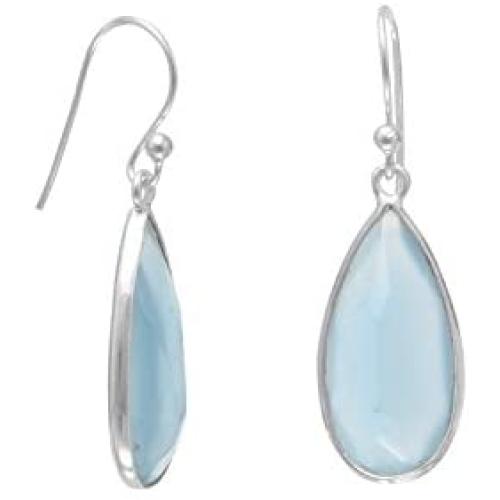 Blue Chalcedony Pear Shape Sterling Silver Earrings