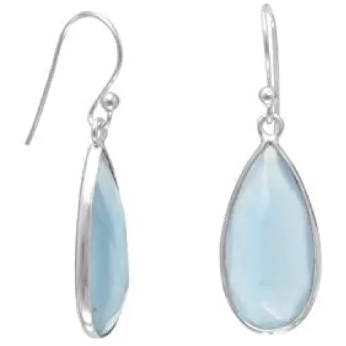 Blue Chalcedony Pear Shape Sterling Silver Earrings