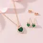 Swarovski Crystal Halo Heart Pendant Necklace Earrings for Women 14K Gold Plated Hypoallergenic Jewelry Set Swarovski Crystal Halo Heart Pendant Necklace Earrings for Women 14K Gold Plated Hypoallergenic Jewelry Set