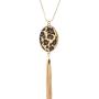 COLORFUL BLING Long Necklace for Women Leopard Quatrefoil Pendant Necklace Bohemia Fringe Tassel Necklaces Y Chain Necklace Fashion Jewelry