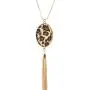 COLORFUL BLING Long Necklace for Women Leopard Quatrefoil Pendant Necklace Bohemia Fringe Tassel Necklaces Y Chain Necklace Fashion Jewelry