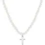925 Sterling Silver Jewelry Set Girl Cross Simulated Pearl 15'' Necklace Bracelet 925 Sterling Silver Jewelry Set Girl Cross Simulated Pearl 15'' Necklace Bracelet