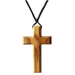 Simple Natural Olive Wood Cross Pendant Necklace for Men Women Children Kids Boy Girl Gift Necklace Wooden Car Rearview Mirror Pendant