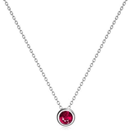 925 Sterling Silver Solitaire Cubic Zirconia Necklace for Women Teen Girls