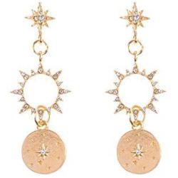 Gmillions Fashion Shiny Rhinestone Star Moon Drop Earrings Jewelry for Women Earring