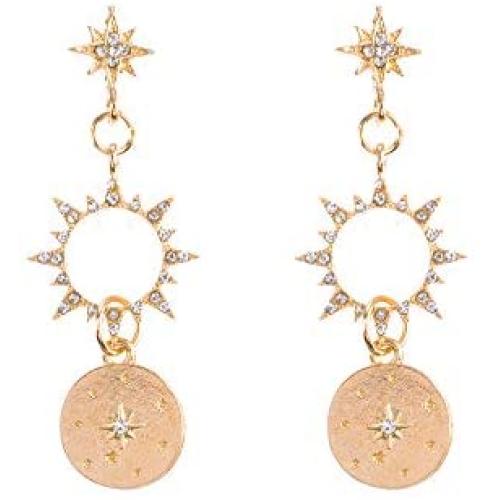 Gmillions Fashion Shiny Rhinestone Star Moon Drop Earrings Jewelry for Women Earring