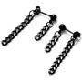 Fusamk Punk Rock Stainless Steel Long Chain Stud Earrings Drop Dangle Earrings