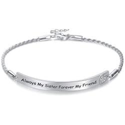 “She Believed She Could So She Did” Sterling Silver Engraved Inspirational Adjustable Bracelet Graduation Gift for Her, Women (White Gold Plated)