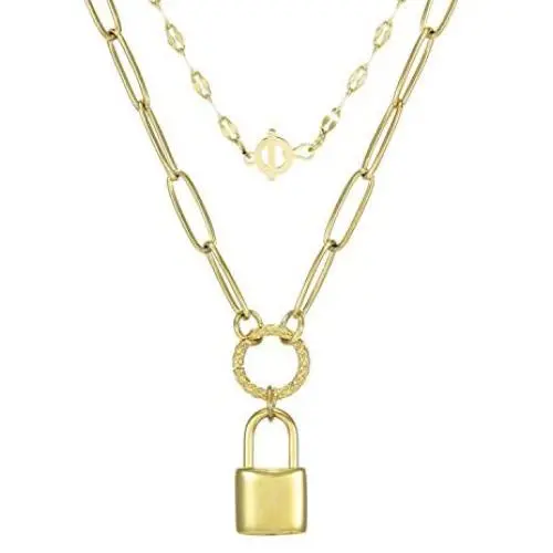 Dainty Layered Padlock Necklaces for Women, 14K Gold Plated Paperclip Chain Necklace Simple Cute Pendant Lock Choker Necklace Gold Layered Necklaces for Women Dainty Layered Padlock Necklaces for Women, 14K Gold Plated Paperclip Chain Necklace Simple Cute Pendant Lock Choker Necklace Gold Layered Necklaces for Women