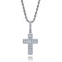 TOPGRILLZ Solid Baguette Cross Chain 14K Gold Plated Iced Out Pendant Necklace for Men and Women Religious Jewelry