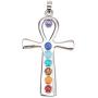 PH PandaHall 1 Pack 7 Chakras Natural Quartz Gemstones Beads Pendant Charms Point Chakra Reiki - Ankh Cross Style