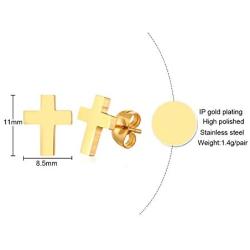 VNOX Stainless Steel Christian Mini Cross Stud Earring Huggie Hoop Earrings for Men Women