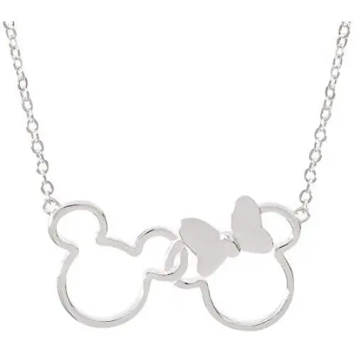 Disney Mickey and Minnie Mouse Jewelry for Women, Silver Plated Interlocking Mickey and Minnie Mouse Pendant Necklace; Disney Mickey and Minnie Mouse Jewelry for Women, Silver Plated Interlocking Mickey and Minnie Mouse Pendant Necklace;
