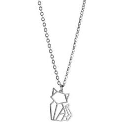 La Menagerie Cat Silver Origami Jewelry - Silver Geometric Chain Necklace – 925 Sterling Plated Silver Necklace for Women & Girls – Stylish Cat Pendant Necklace