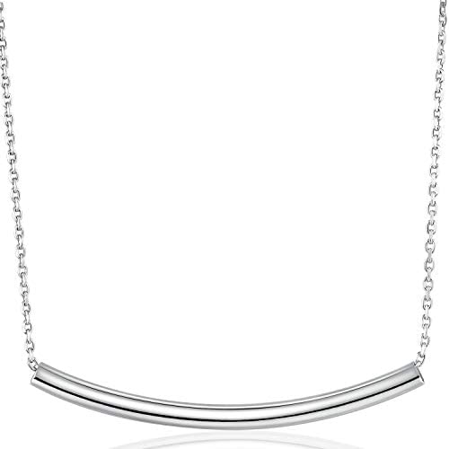 Balance Tube Bar Necklace - 925 Sterling Silver Bar Pendant Necklace Simple Charm Christmas Day Jewelry Birthday Gift for Girls and Women